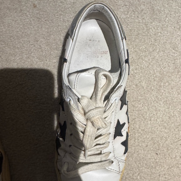 Saint Laurent authentic woman shoes White Sneakers with Black Stars - Picture 4 of 7